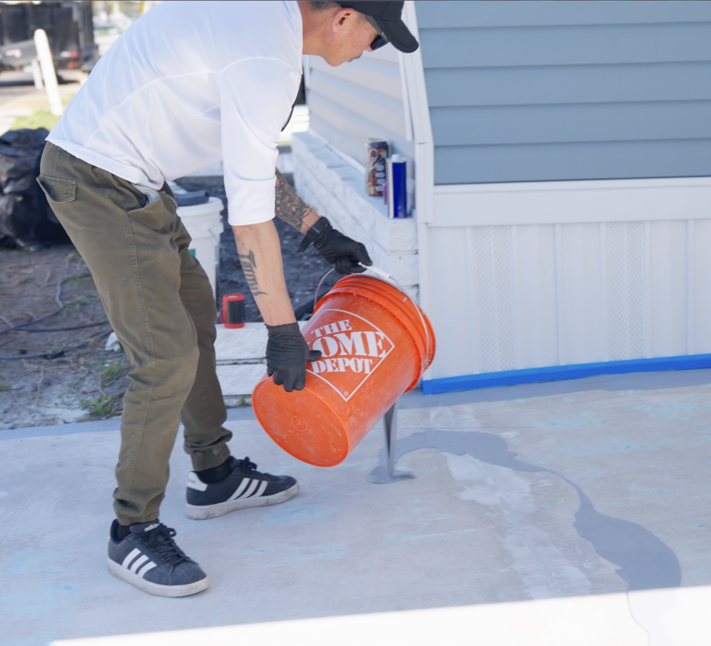 laying epoxy coating
